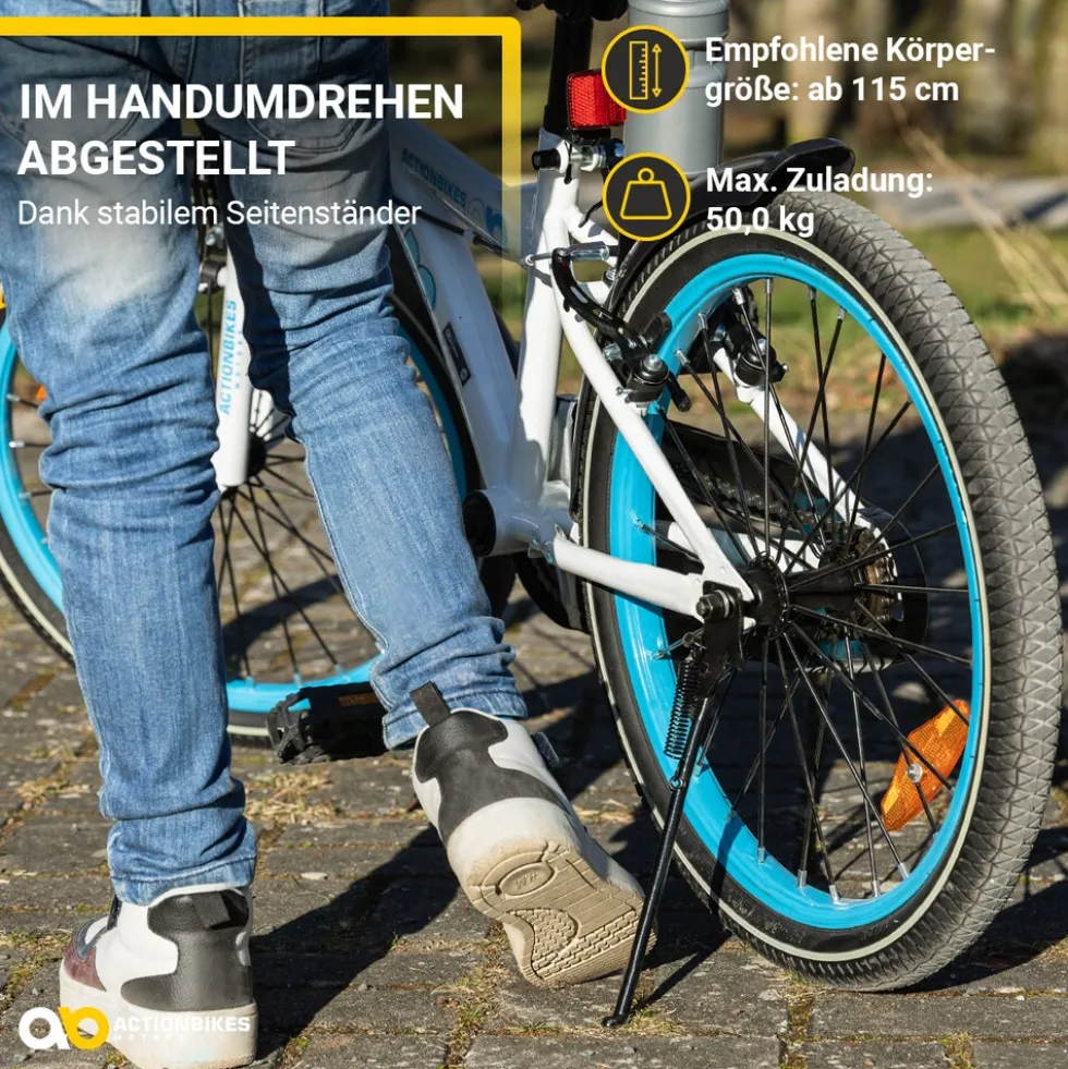 Actionbikes Kinderfahrrad Donaldo 20 Zoll, V-Brake-Bremsen, höhenverstellbar, Seitenständer, Korb
