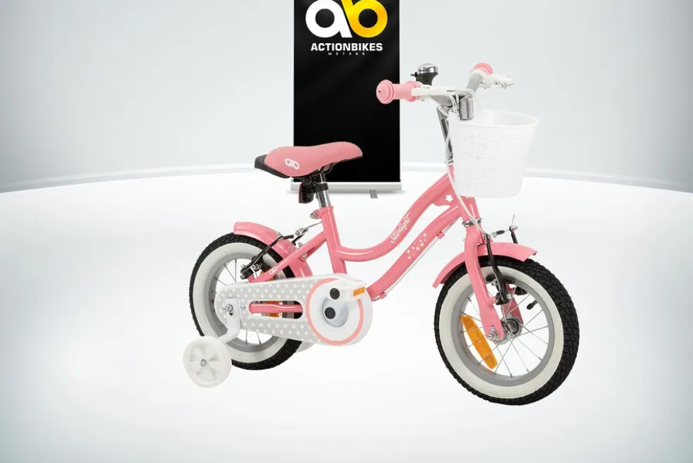 Actionbikes Kinderfahrrad Starlight 12 Zoll, Rosa, Stützräder, Fahrradkorb, Klingel, Kettenschutz (Classic)