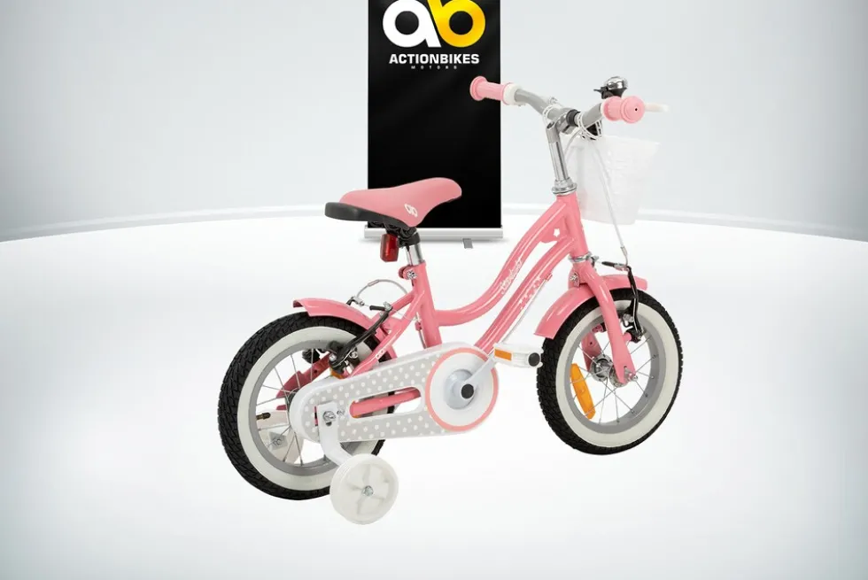 Actionbikes Kinderfahrrad Starlight 12 Zoll, Rosa, Stützräder, Fahrradkorb, Klingel, Kettenschutz (Classic)