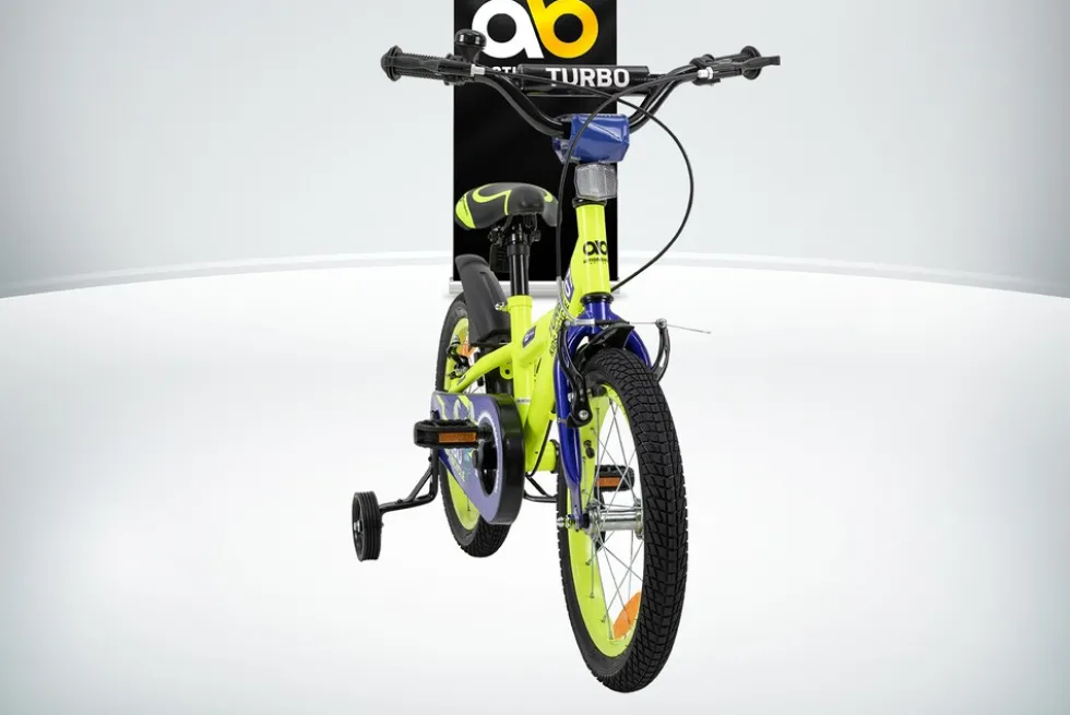 Actionbikes Kinderfahrrad Turbo 16 Zoll, Stützräder, V-Brake-Bremsen, Lenker-/Kettenschutz, Klingel