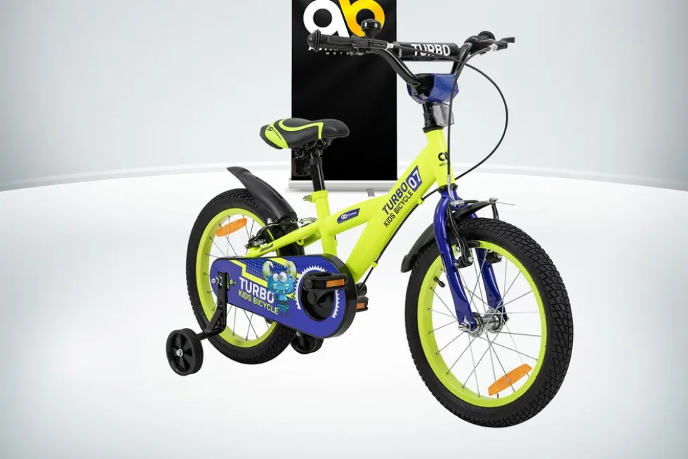 Actionbikes Kinderfahrrad Turbo 16 Zoll, Stützräder, V-Brake-Bremsen, Lenker-/Kettenschutz, Klingel