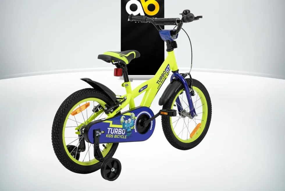 Actionbikes Kinderfahrrad Turbo 16 Zoll, Stützräder, V-Brake-Bremsen, Lenker-/Kettenschutz, Klingel