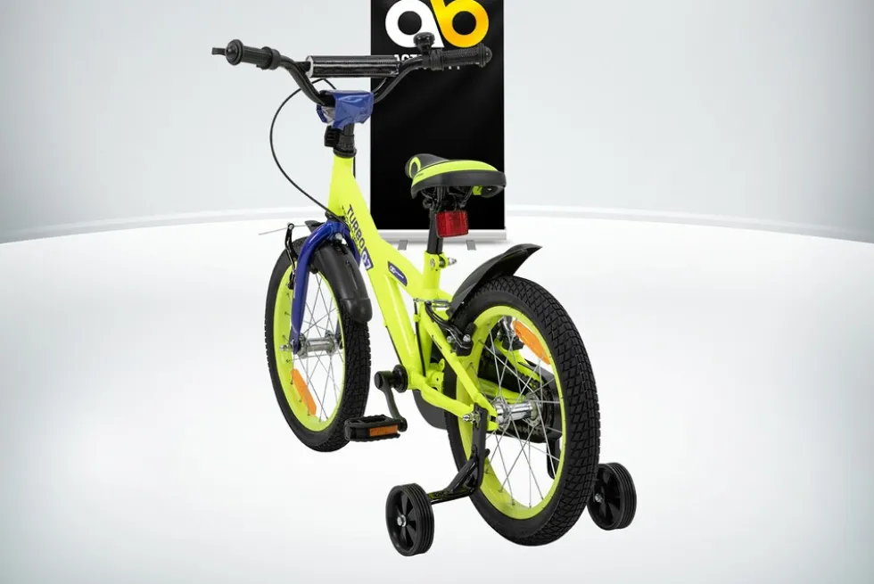 Actionbikes Kinderfahrrad Turbo 16 Zoll, Stützräder, V-Brake-Bremsen, Lenker-/Kettenschutz, Klingel