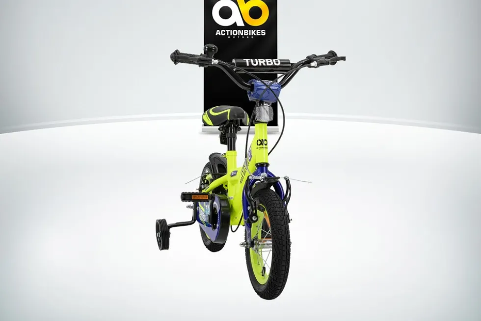 Actionbikes Kinderfahrrad Turbo 12 Zoll, Stützräder, V-Brake-Bremsen, Lenker-/Kettenschutz, Klingel