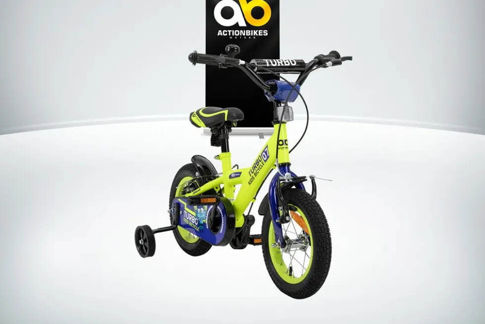 Actionbikes Kinderfahrrad Turbo 12 Zoll, Stützräder, V-Brake-Bremsen, Lenker-/Kettenschutz, Klingel
