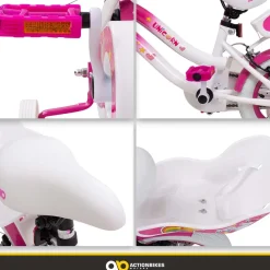 Actionbikes Kinderfahrrad Unicorn 12 Zoll, Pink, Einhorn-Design, Puppensitz, Stützräder, Fahrradkorb