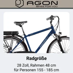 Agon Avesa E Bike Trekkingrad Herren ab 155 cm mit Nabenmotor Pedelec Trekking Fahrrad mit 21 Gang und Beleuchtung StVZO