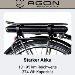 Agon Avesa E Bike Trekkingrad Damen Herren ab 155 cm mit Nabenmotor Pedelec Trekking Fahrrad mit 21 Gang und Beleuchtung StVZO Tiefeinsteiger