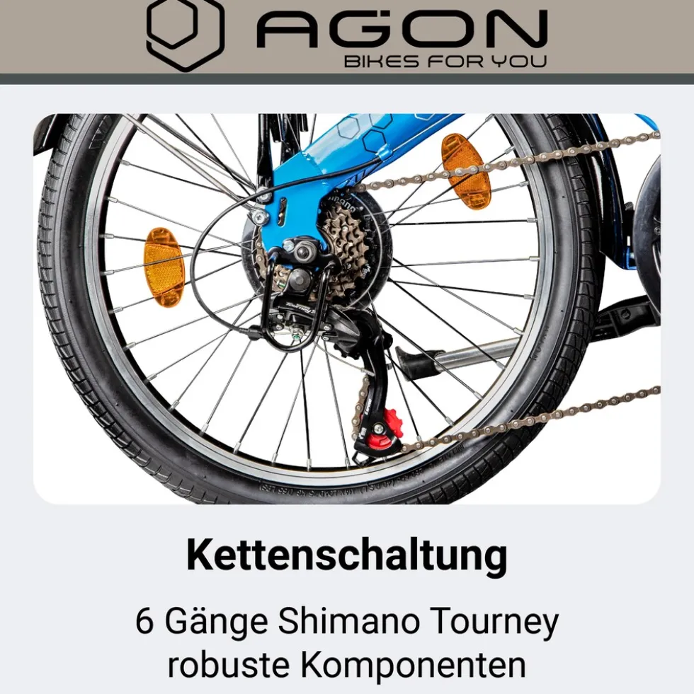 Agon Parklane Klapprad 150 - 185 cm Klappfahrrad mit 6 Gängen Fahrrad Faltrad mit Beleuchtung StVZO und Fahrradständer