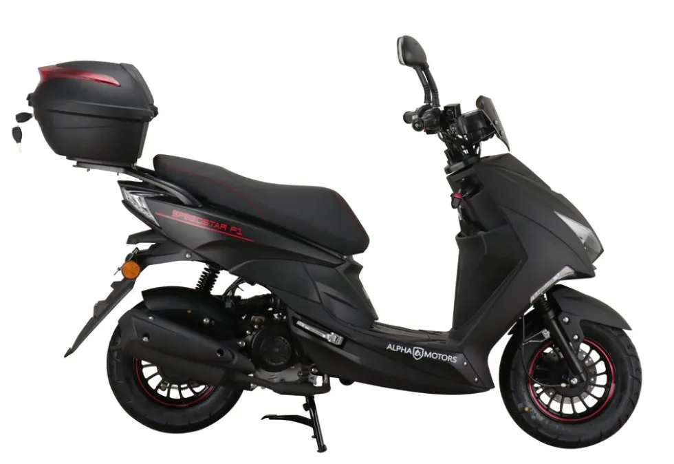 Alpha Motors Motorroller Speedstar FI 50 ccm 45 km/h EURO 5 mattschwarz inkl. Topcase