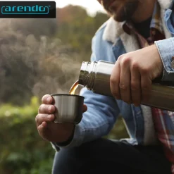 Arendo Isolierflasche 1 L, Edelstahl Thermoflasche, BPA-frei, geschmacksneutral, für unterwegs, hält kalt & warm