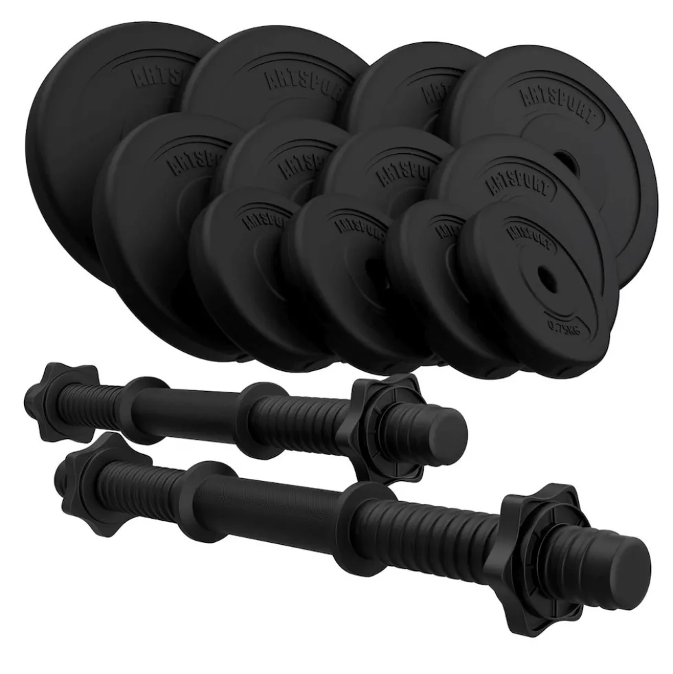 Artsport 2er Hantelset 20kg - Kurzhantel Set mit 2 Kurzhanteln, 12 Gewichte – Rutschfeste Griffe