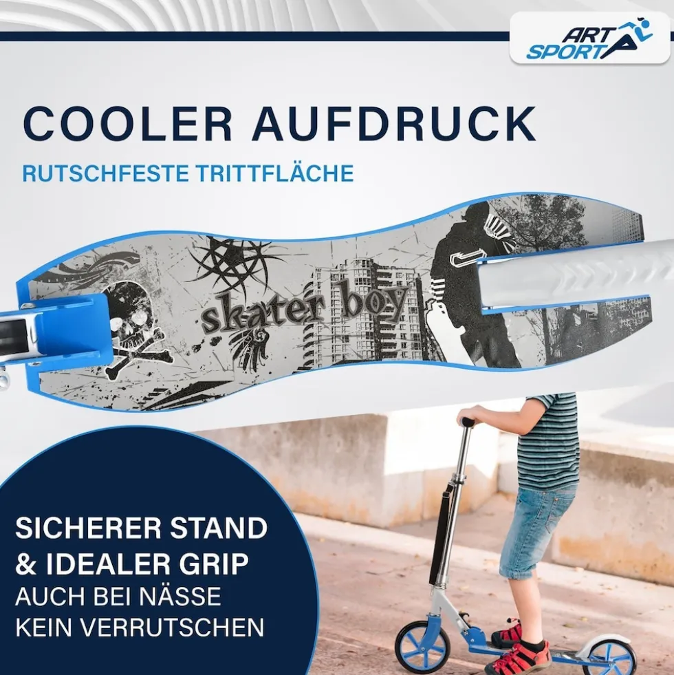ArtSport Scooter Cityroller Graffity Big Wheel 205mm Räder klappbar höhenverstellbar - ab 3 Jahre