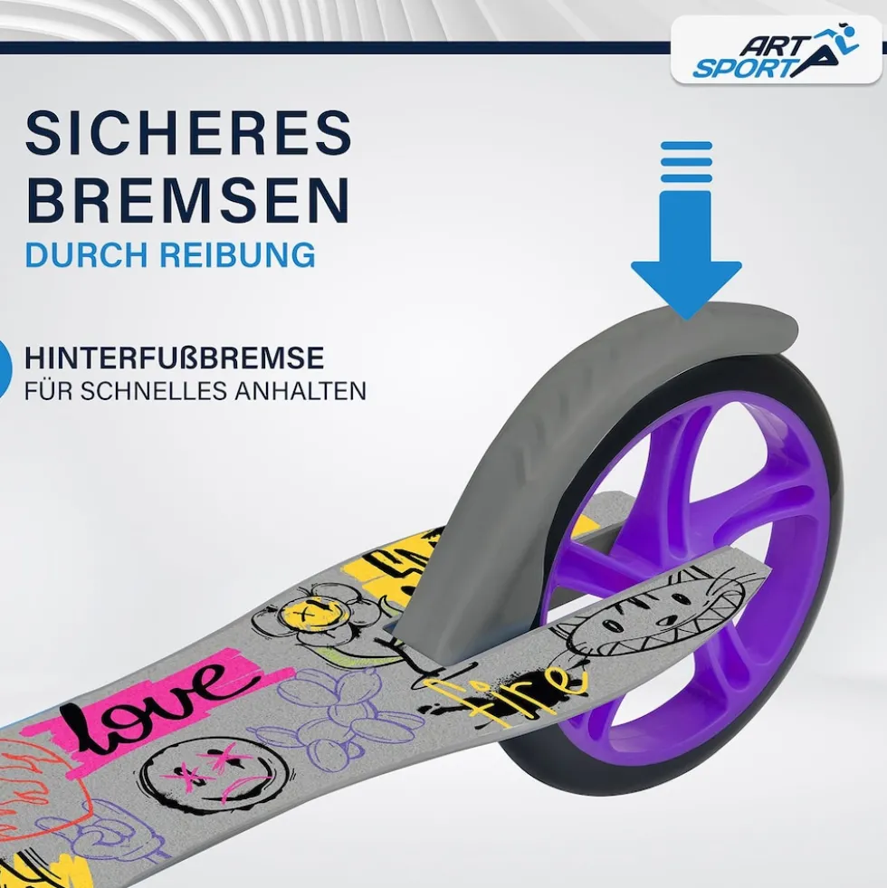 ArtSport Scooter Cityroller Graffity Big Wheel 205mm Räder klappbar höhenverstellbar - ab 3 Jahre