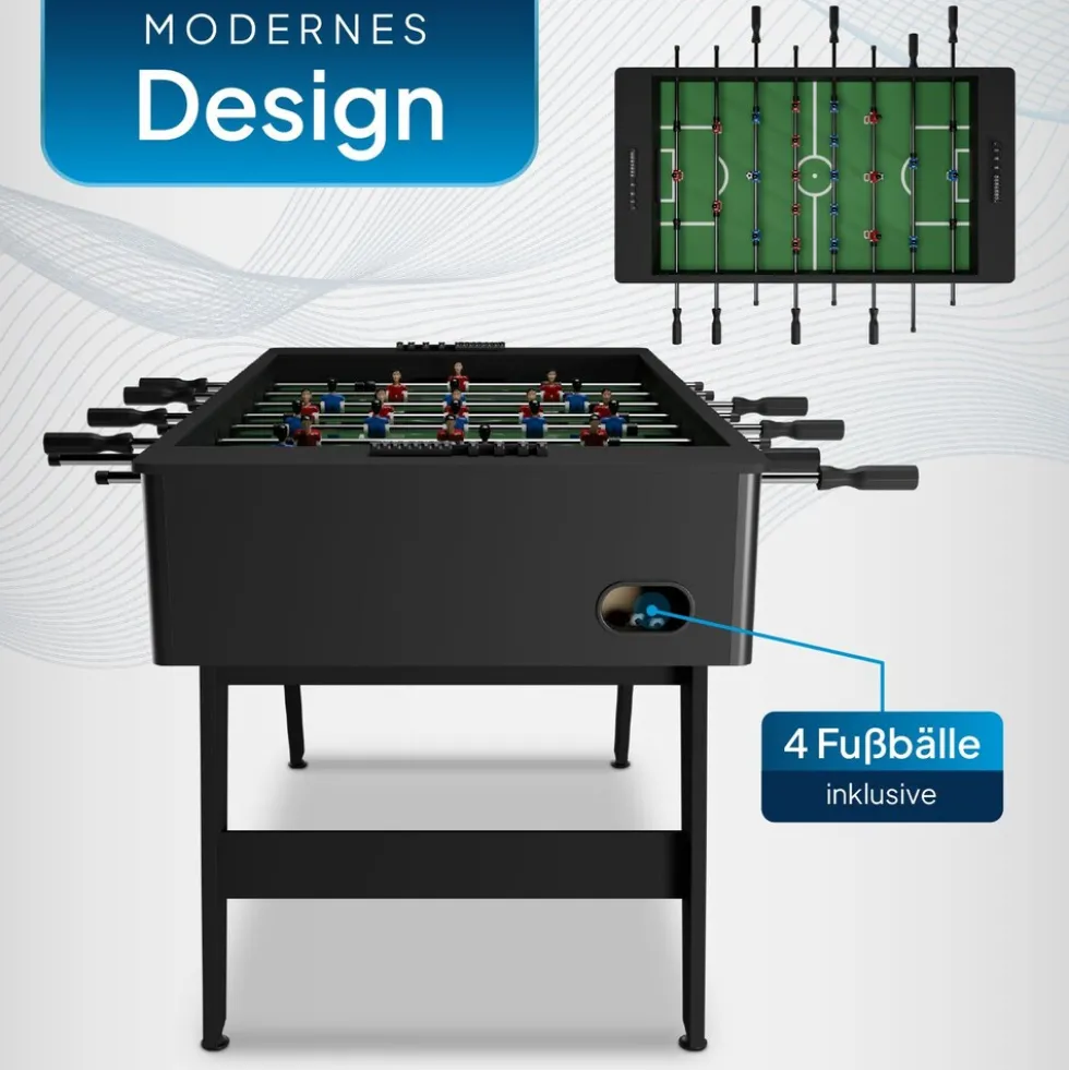 Artsport Tischkicker ProKick - MDF-Kickertisch mit Torzähler & Anti-Rutsch-Griffen – Schwarz