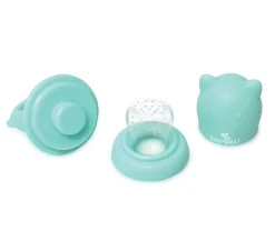 Baby Care Fruchtsauger 2 in 1, Beißring, Beikostsauger, Fütterhilfe, Schutzkappe türkis