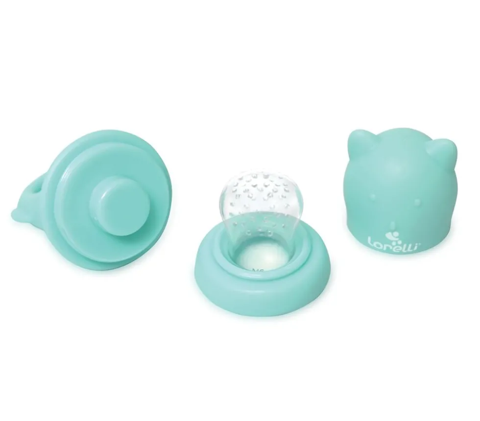 Baby Care Fruchtsauger 2 in 1, Beißring, Beikostsauger, Fütterhilfe, Schutzkappe türkis