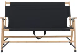 Bambus Campingbank MCW-Q40, Outdoorbank Picknickbank Gartenbank, klappbar Tragegriff Stoff/Textil 117cm ~ schwarz