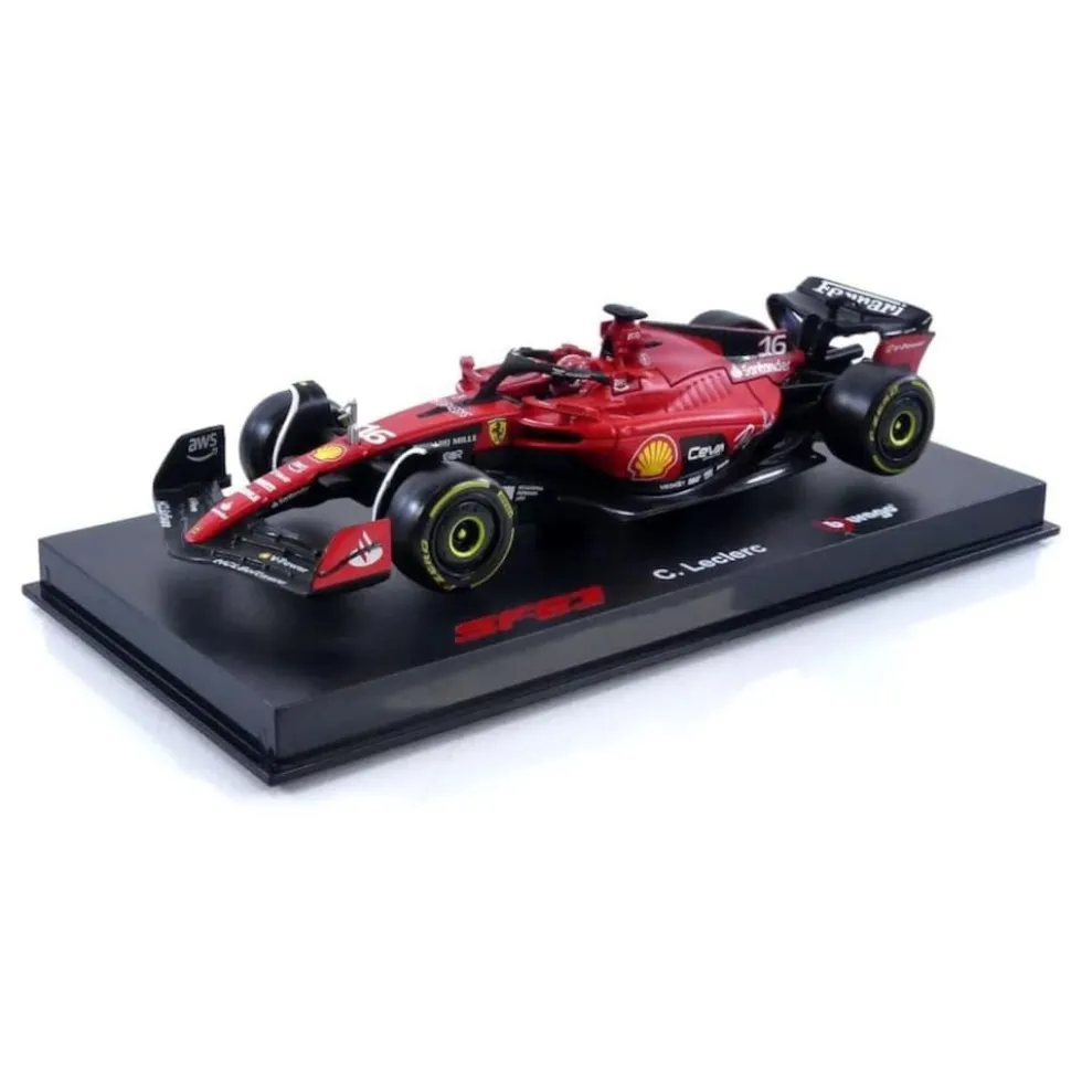 Bburago 18-36835L - Modellauto - F1 Ferrari SF-23 #16 Leclerc (mit Helm, Maßstab 1:43) Formel 1