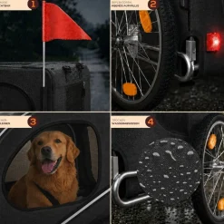 BENNO® Hundefahrradanhänger LUNA Kleintierfahrradanhänger Buggy faltbar, schwarz