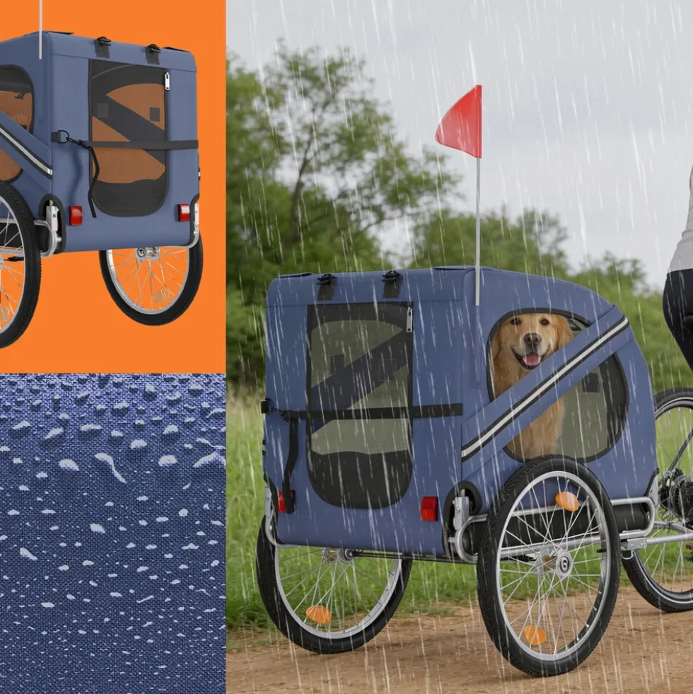 BENNO® Hundefahrradanhänger LUNA Kleintierfahrradanhänger Buggy faltbar, blau