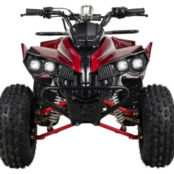 Benzin-Jugend-Quad S-10, 125ccm, ATV, Gepäckträger, Not-Aus-Leine, Halbautomatik, Scheibenbremse (Metallic/Rot)