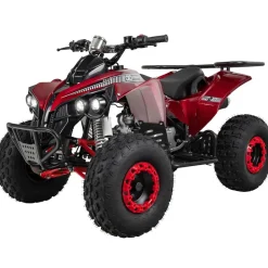 Benzin-Jugend-Quad S-10, 125ccm, ATV, Gepäckträger, Not-Aus-Leine, Halbautomatik, Scheibenbremse (Metallic/Rot)