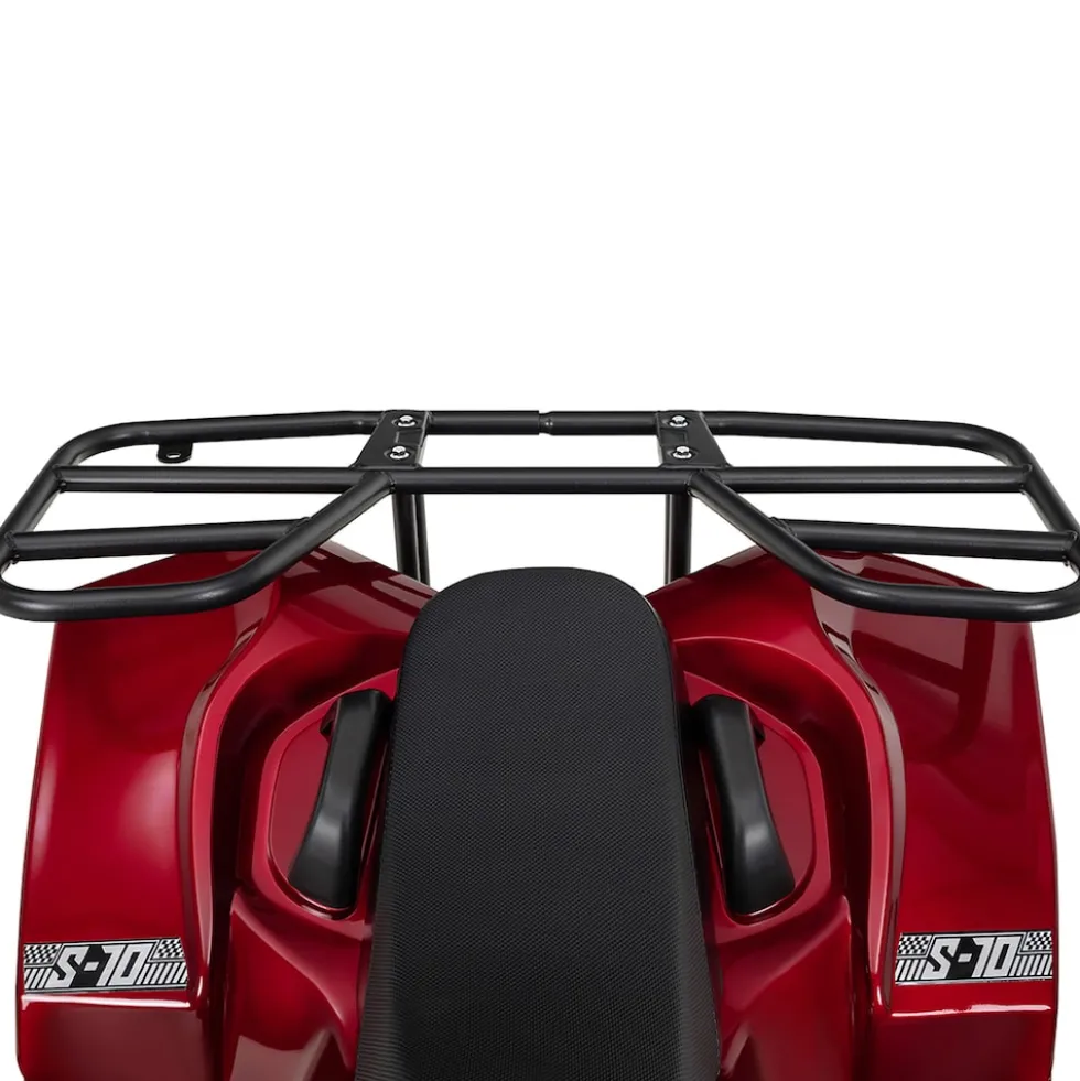 Benzin-Jugend-Quad S-10, 125ccm, ATV, Gepäckträger, Not-Aus-Leine, Halbautomatik, Scheibenbremse (Metallic/Rot)