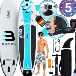 Bluemarina SUP Board Ariki, Stand Up Paddle aufblasbar mit Paddel, Pumpe, Rucksack, 5J Garantie (Classic 2.0, 325x86x16,5cm / 10'8