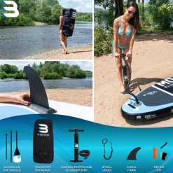 Bluemarina SUP Board Moana, aufblasbar mit Doppelkolben-Pumpe, Paddel, Rucksack, 5J Garantie (Classic 2.0, 325x86x15cm / 10'8