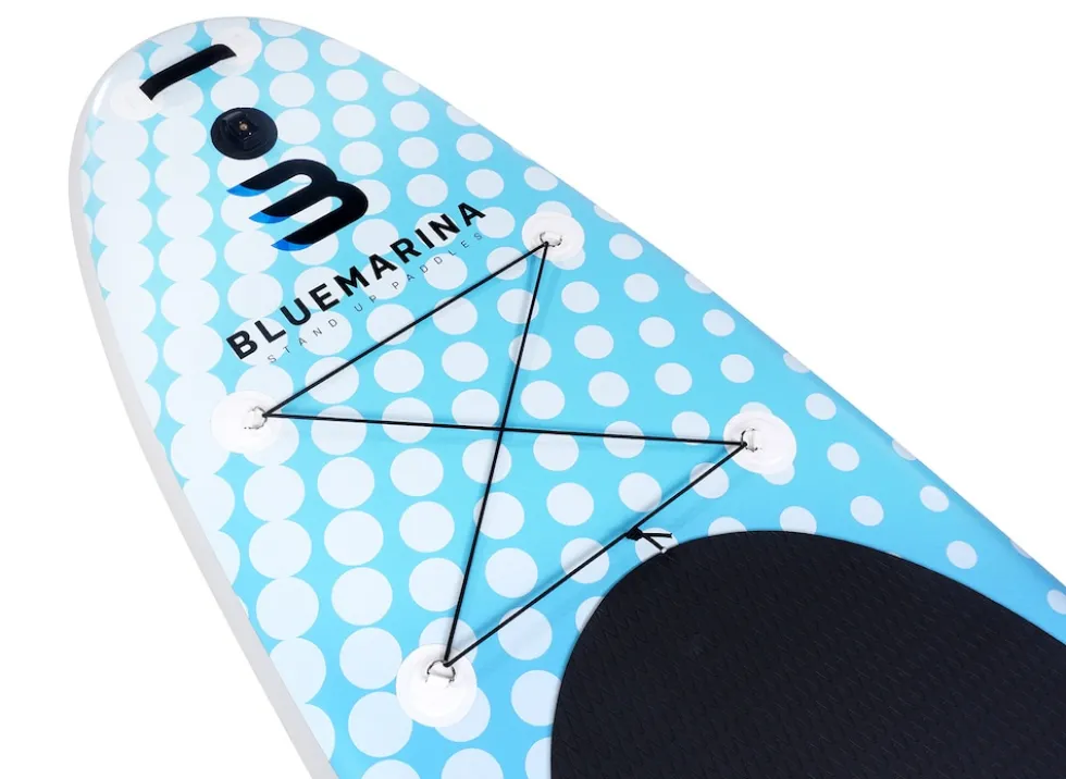 Bluemarina SUP Board Moana, aufblasbar mit Doppelkolben-Pumpe, Paddel, Rucksack, 5J Garantie (Classic 2.0, 325x86x15cm / 10'8")
