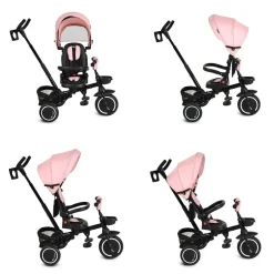 Byox Dreirad Cruz EVA-Reifen klappbar Körbe 360 drehbar Getränkehalter Fußstütze rosa
