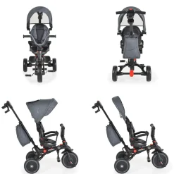 Byox Dreirad Tricycle Pluto, faltbar, EVA-Reifen, Schiebestange, Sitz drehbar grau