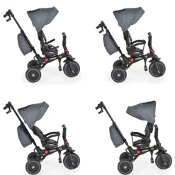 Byox Dreirad Tricycle Pluto, faltbar, EVA-Reifen, Schiebestange, Sitz drehbar grau