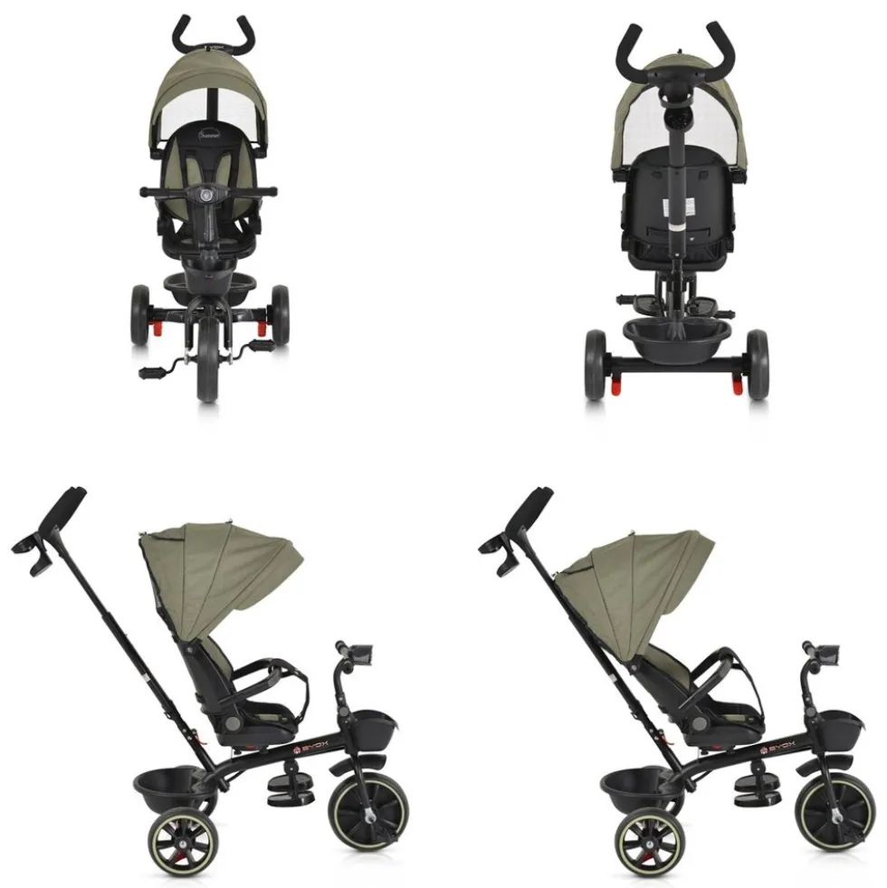 Byox Dreirad, Tricycle Summer, Fußstütze klappbar, Musik, Becherhalter, Körbe grün