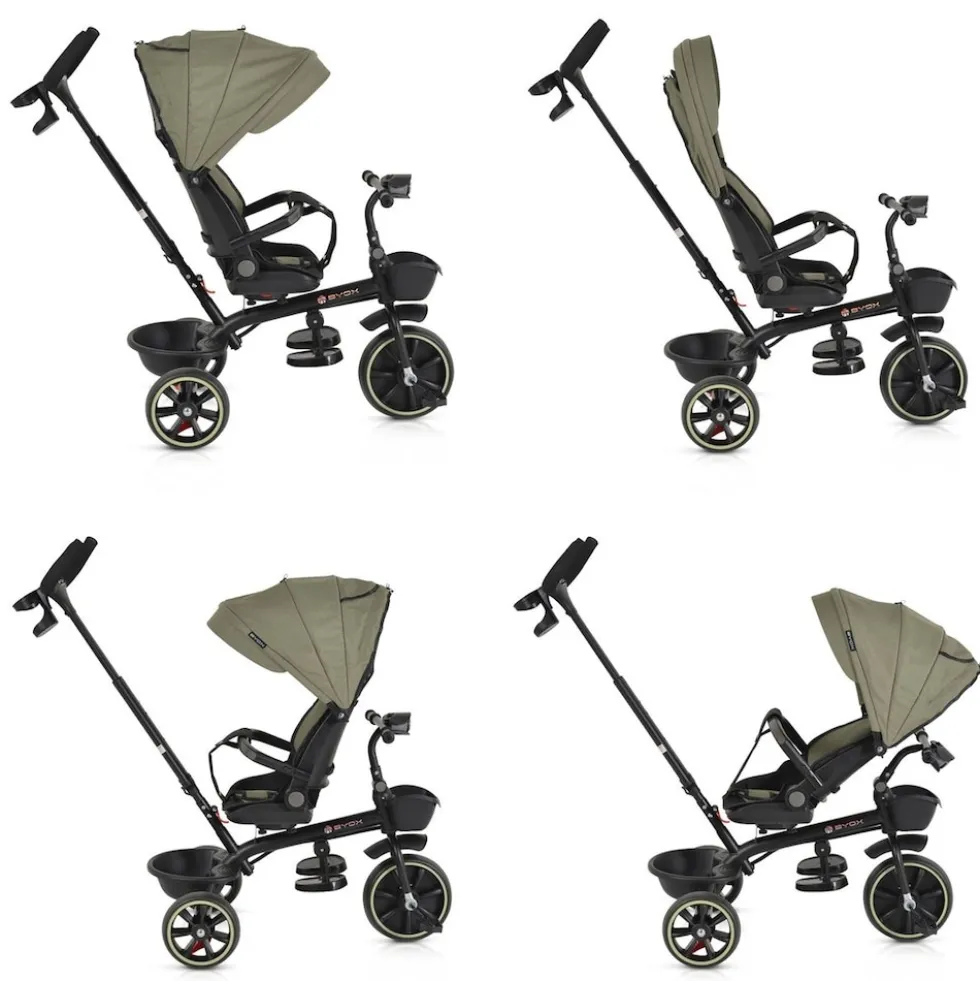 Byox Dreirad, Tricycle Summer, Fußstütze klappbar, Musik, Becherhalter, Körbe grün