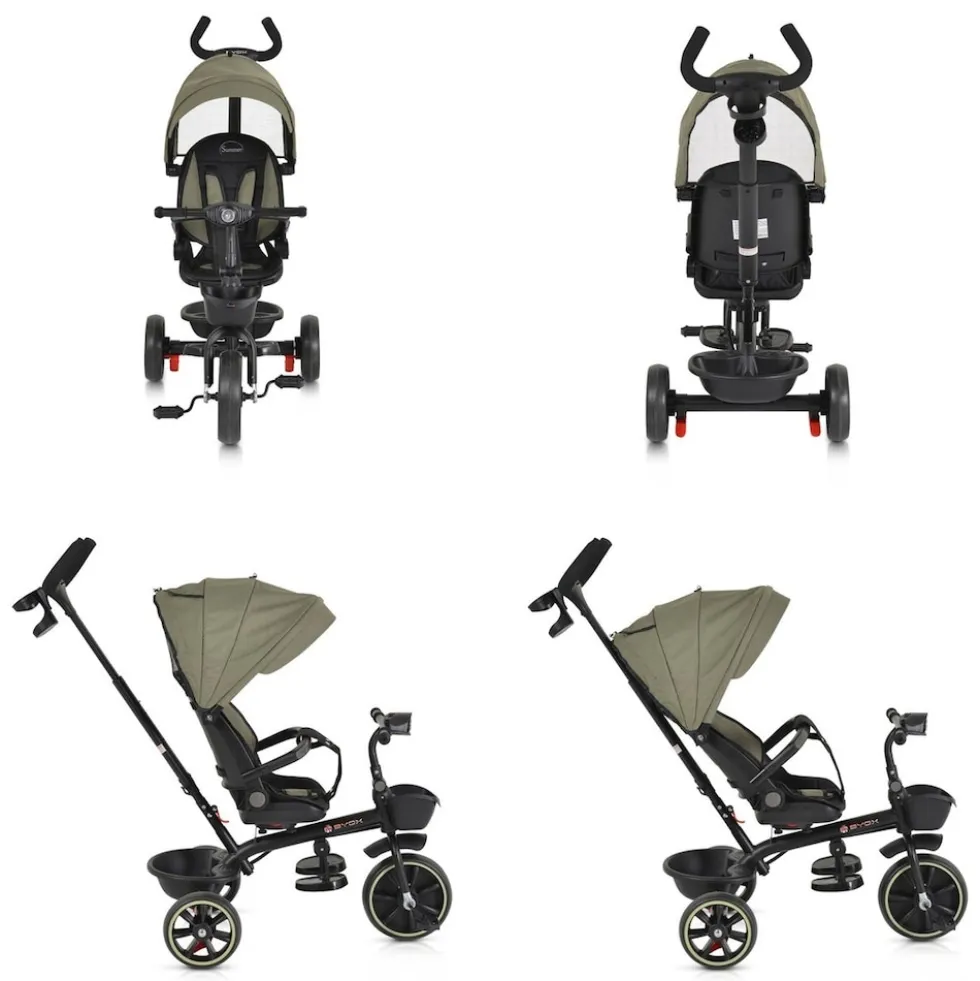 Byox Dreirad, Tricycle Summer, Fußstütze klappbar, Musik, Becherhalter, Körbe grün