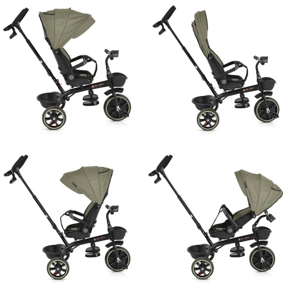 Byox Dreirad, Tricycle Summer, Fußstütze klappbar, Musik, Becherhalter, Körbe grün