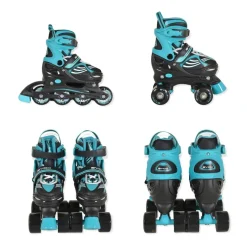 Byox Inliner 2 in 1 Double blau Rollschuhe, PU-Rollen, ABEC-5 Lager, verstellbar M (Gr. 34-38)
