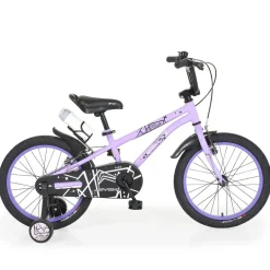 Byox Kinderfahrrad 18 Zoll Pixi, Klingel, Reflektoren, Stützräder, ab 5 Jahre violett