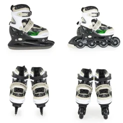 Byox Kinder Inliner, Schlittschuhe 2 in 1 Iceberg PU-Räder Schnürrsenkel Tasche Größe M (34-37)