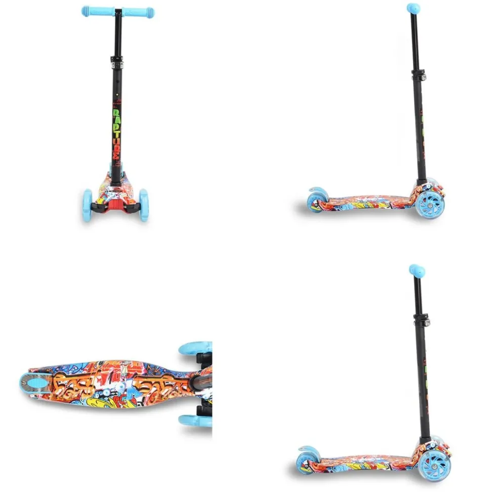 Byox Kinderroller Rapture, Aluminium Scooter mit LED-Rädern, Wassertransferdruck blau