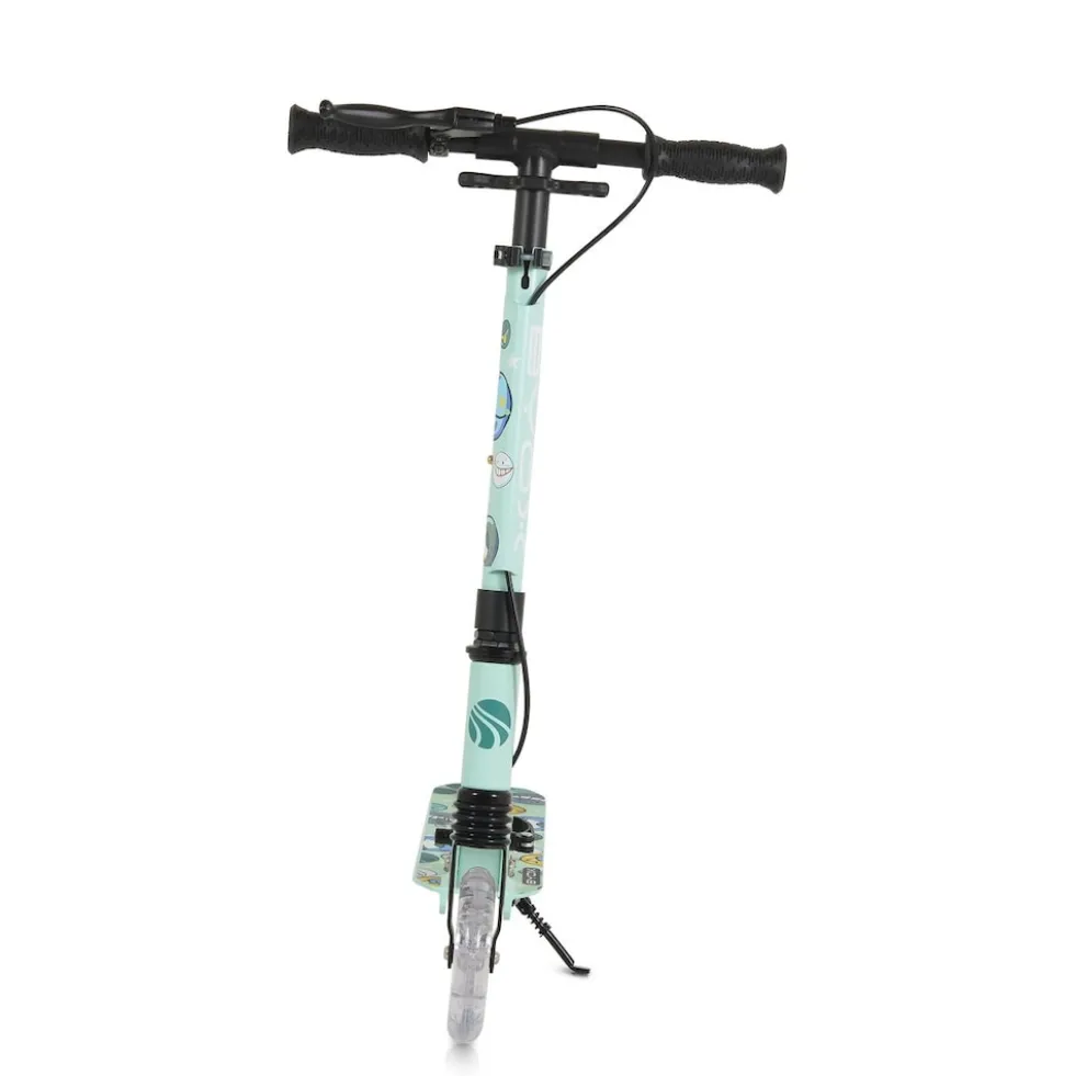Byox Kinderroller Snazzy faltbar Hinterradbremse Seitenständer LED-Räder 100 kg grün