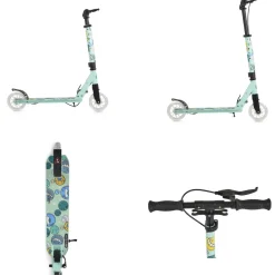 Byox Kinderroller Snazzy faltbar Hinterradbremse Seitenständer LED-Räder 100 kg grün