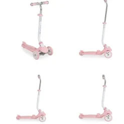Byox Kinderroller Tristar 3 in 1 Roller Rutscher Schiebestange PU Räder ABEC-5 rosa weiß