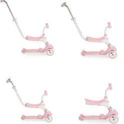 Byox Kinderroller Tristar 3 in 1 Roller Rutscher Schiebestange PU Räder ABEC-5 rosa weiß