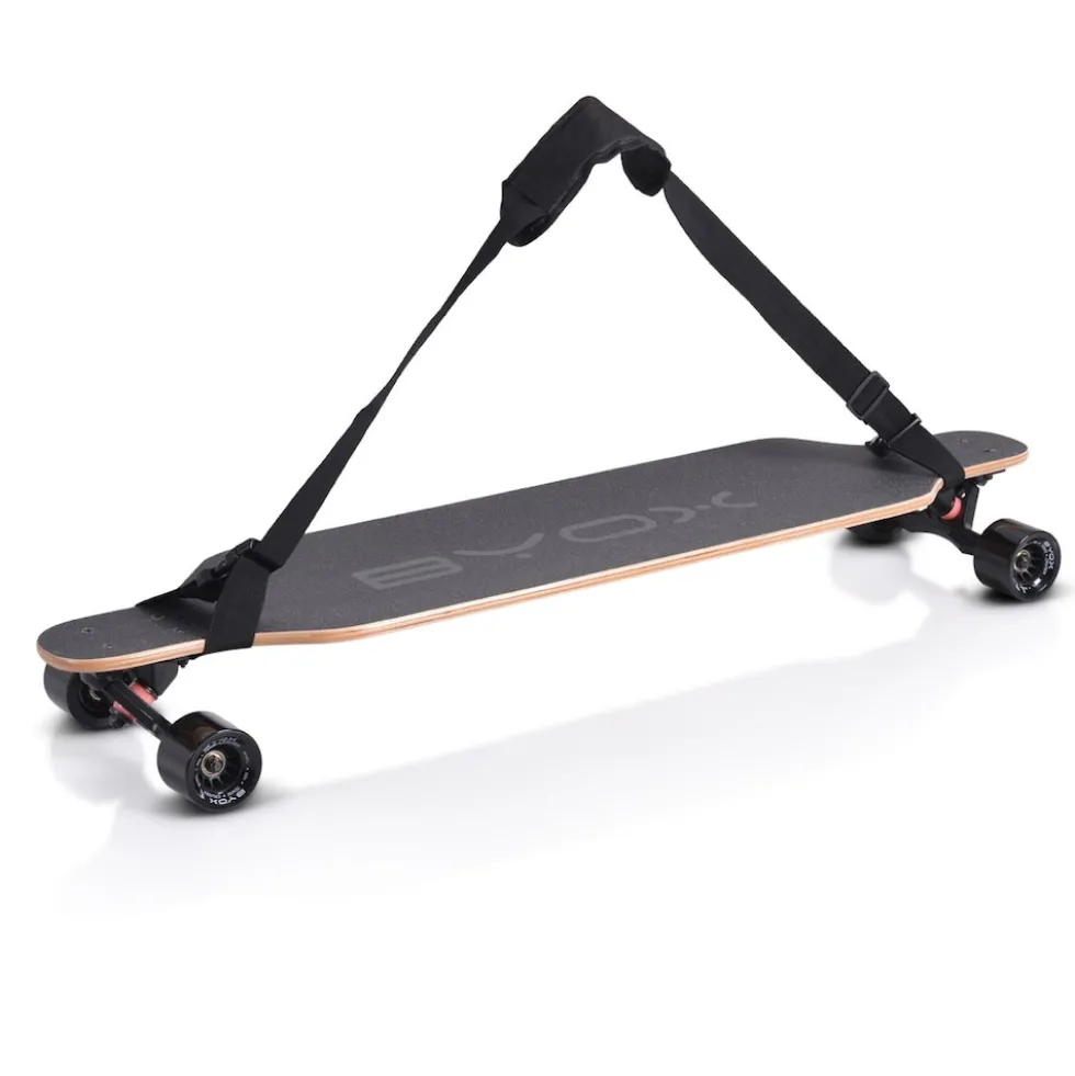 Byox Kinder Skateboard Longboard 41 Zoll, PU Rollen, ABEC-11, Gurt, bis 100 kg schwarz