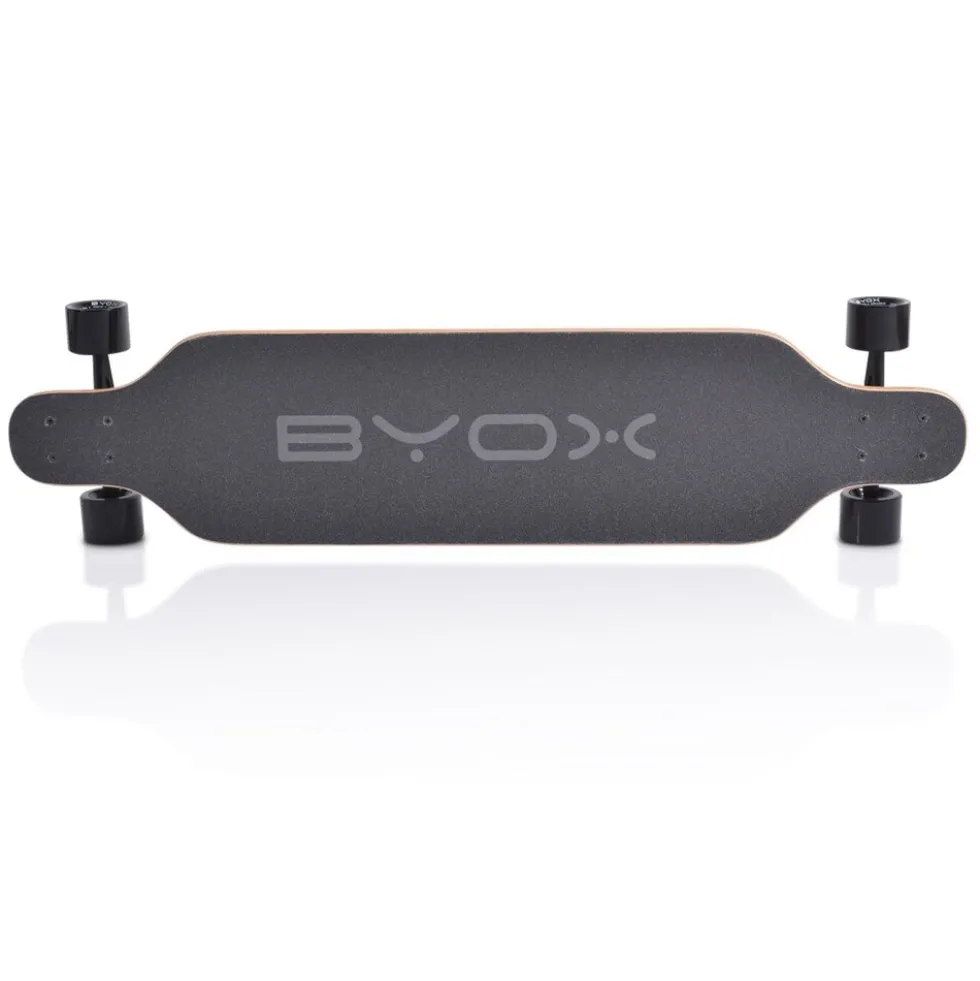 Byox Kinder Skateboard Longboard 41 Zoll, PU Rollen, ABEC-11, Gurt, bis 100 kg schwarz