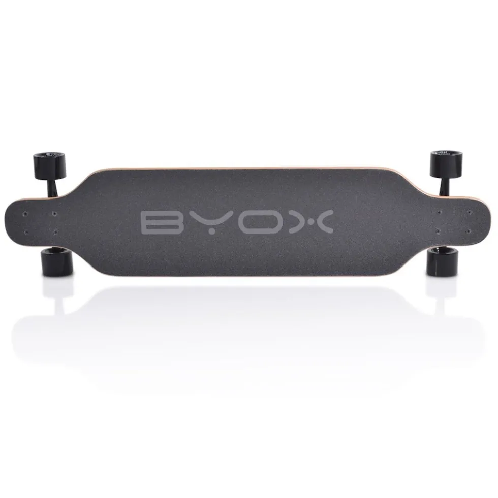 Byox Kinder Skateboard Longboard 41 Zoll, PU Rollen, ABEC-11, Gurt, bis 100 kg schwarz
