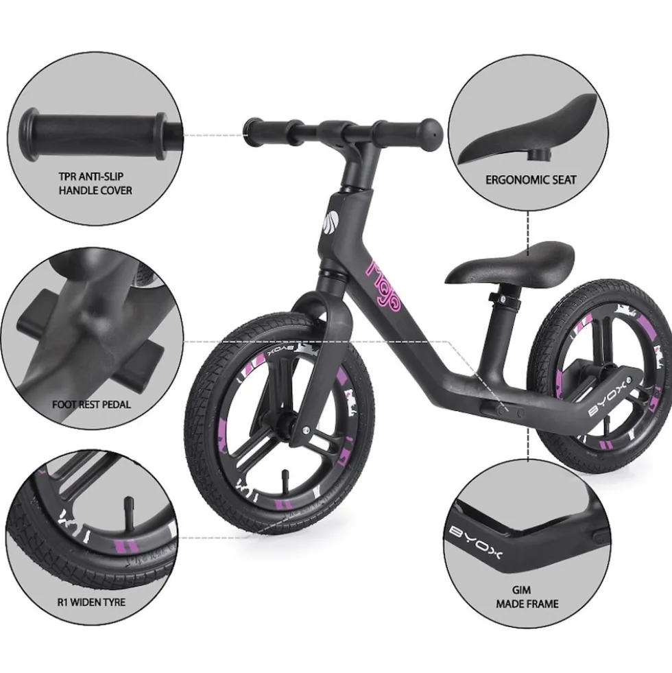 Byox Laufrad Mojo 12 Zoll Räder, Lufträder, Lenker und Sattel verstellbar rosa